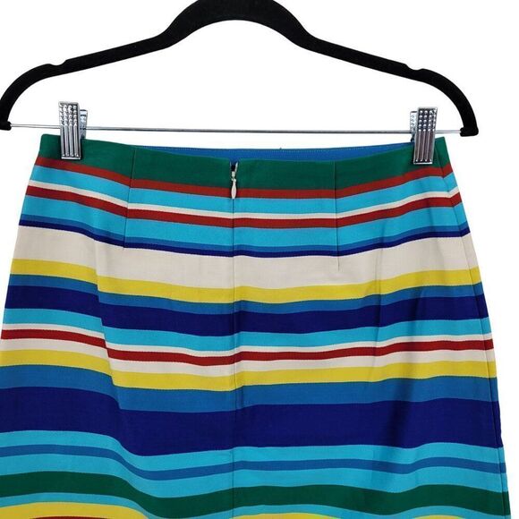 Talbots Petites Pencil Skirt 4P Multicolor Rainbow Striped Cotton Colorful Knee - Picture 7 of 9